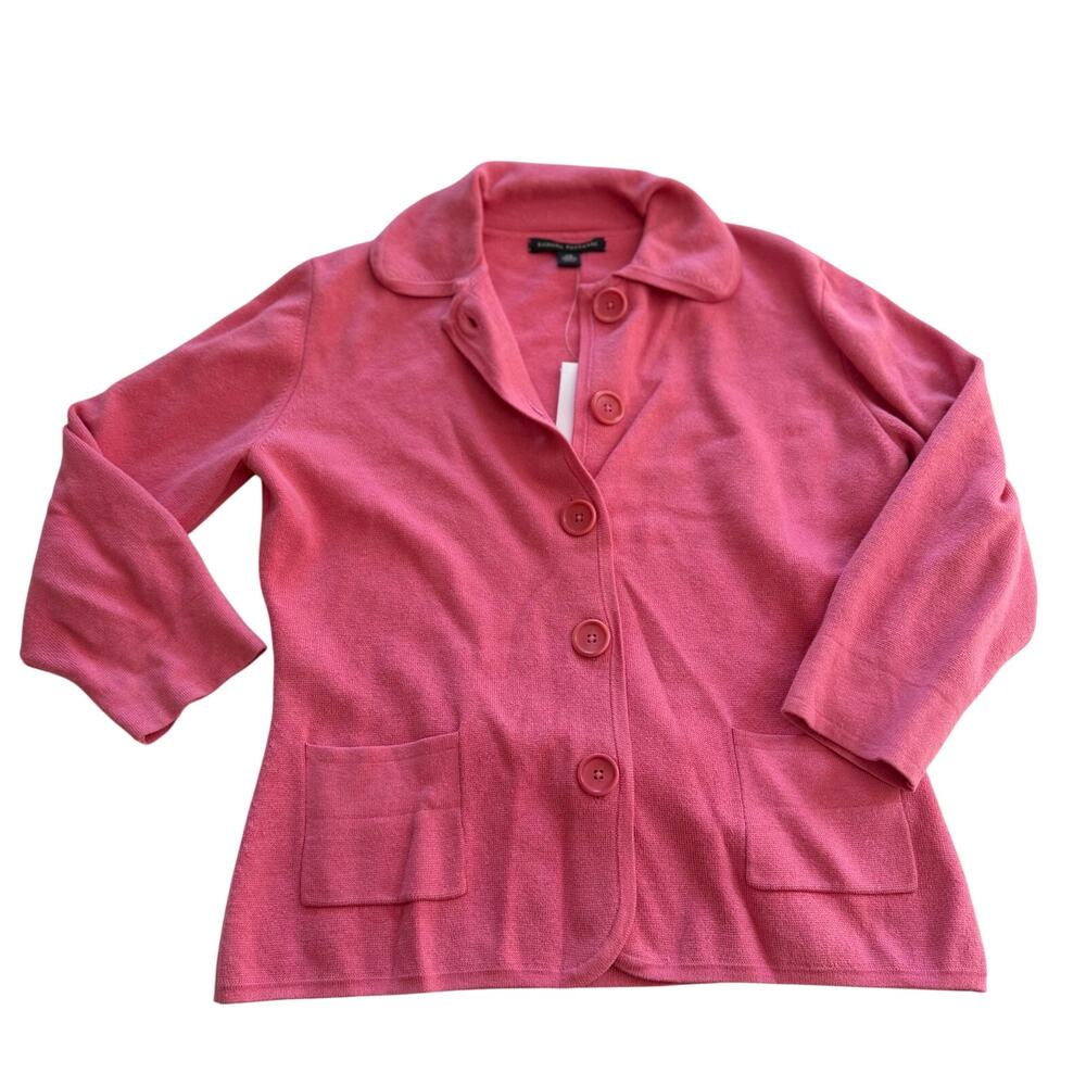 NWT Pink Silk Knit Cardigan Blazer Sz XS Preppy Academia Vtg Y2K